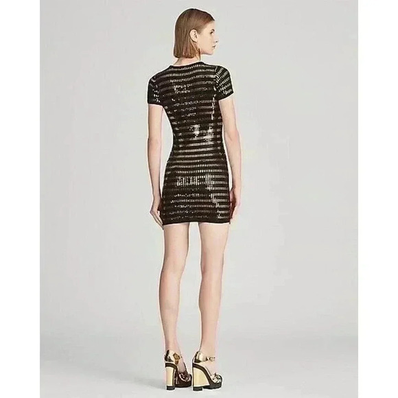 Ralph Lauren Collection Purple Label Sequin Mini Dress Wool XS Black Gold 0 2 - Picture 7 of 14